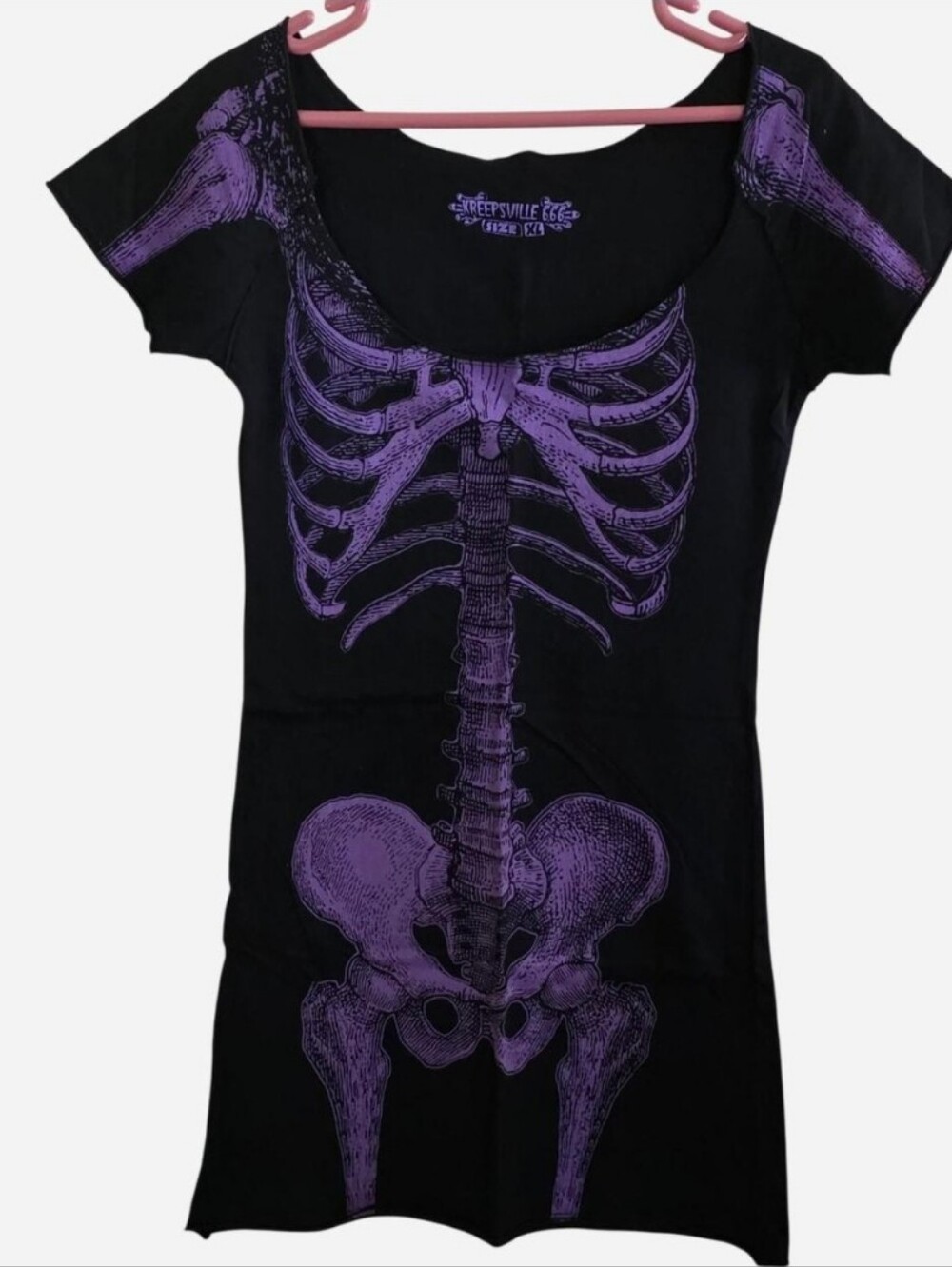 Kreepsville 666 Purple Skeleton Ribcage Tunic Dress Punk Alternative Horror